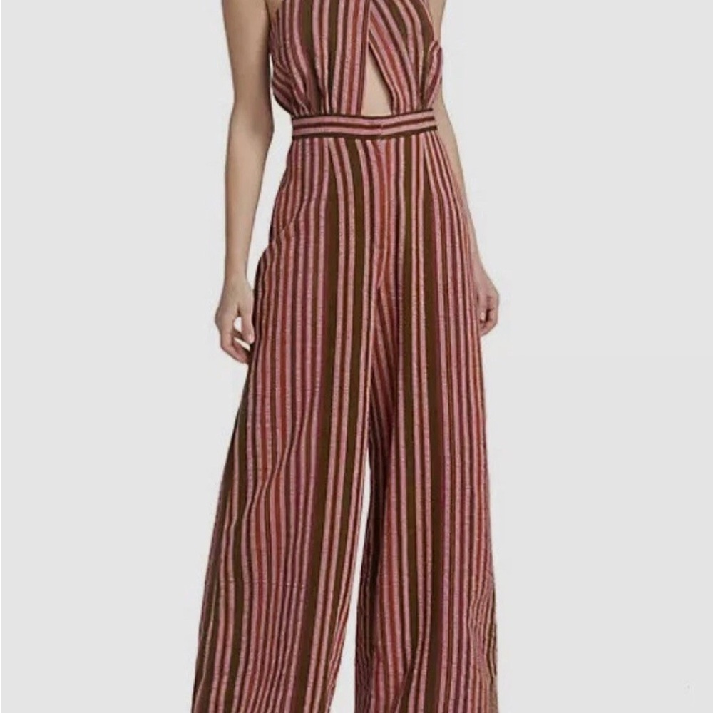 Brown and Pink Boot Cut Jumpsuit with Flare